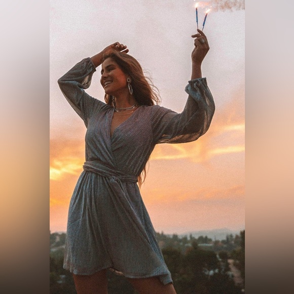 Lovestitch Metallic Wrap Mini Dress size S (New with Tags) - Picture 12 of 13